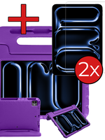 BTH BTH iPad Pro 2024 (11 inch) Kinderhoes Met 2x Screenprotector - Paars