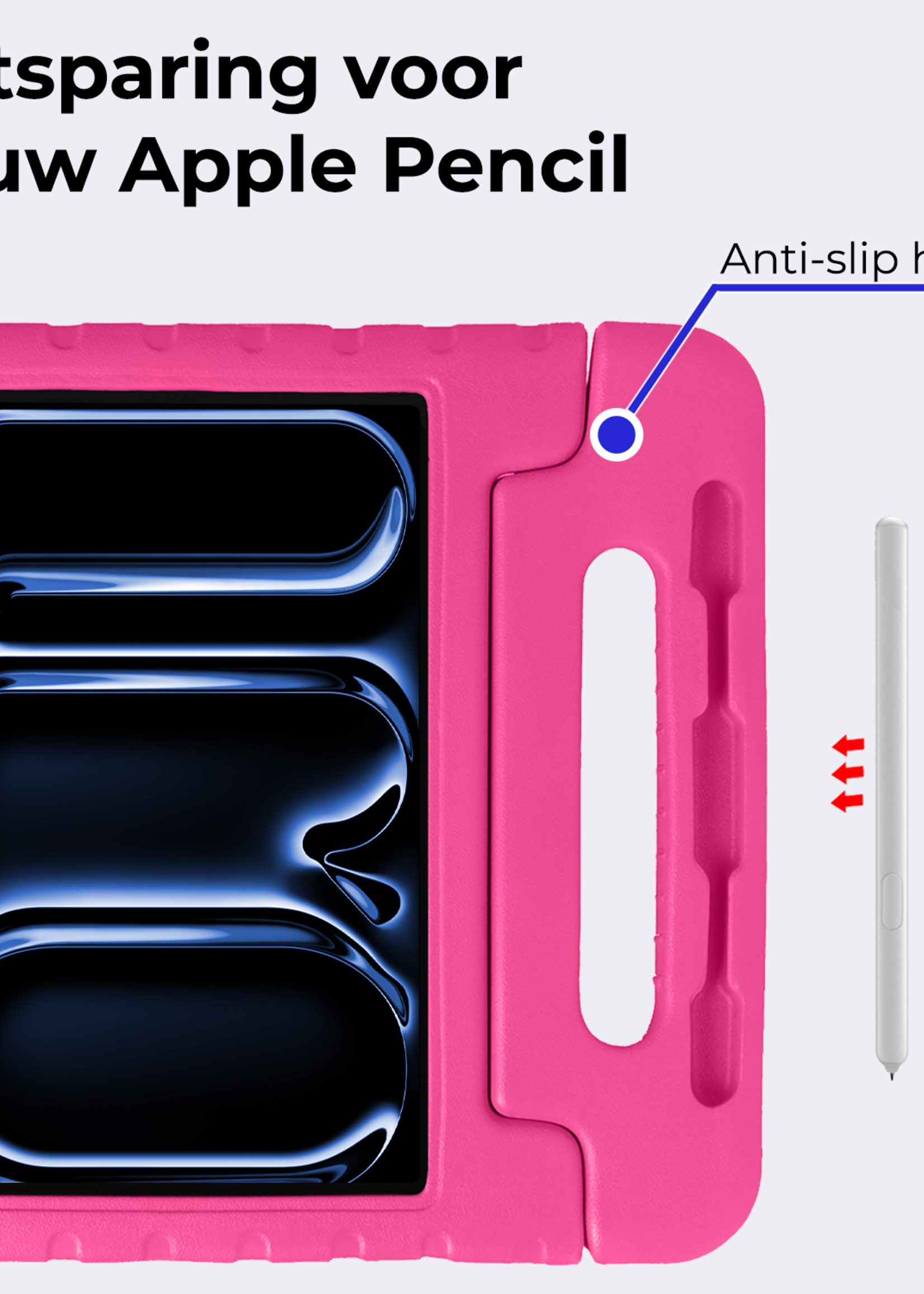 BTH iPad Pro 11 inch 2024 Hoes Kinder Hoesje Kids Case Cover Kids Proof Met 2x Screenprotector - iPad Pro 11 inch 2024 Kinder Hoes - Roze