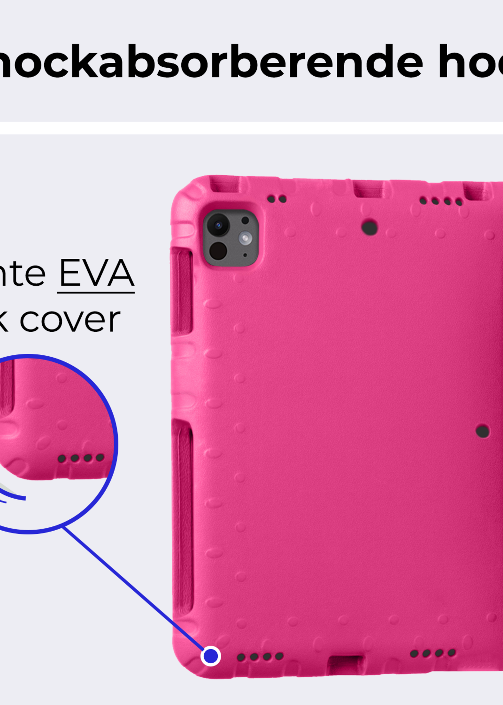 BTH iPad Pro 11 inch 2024 Hoes Kinder Hoesje Kids Case Cover Kids Proof Met 2x Screenprotector - iPad Pro 11 inch 2024 Kinder Hoes - Roze