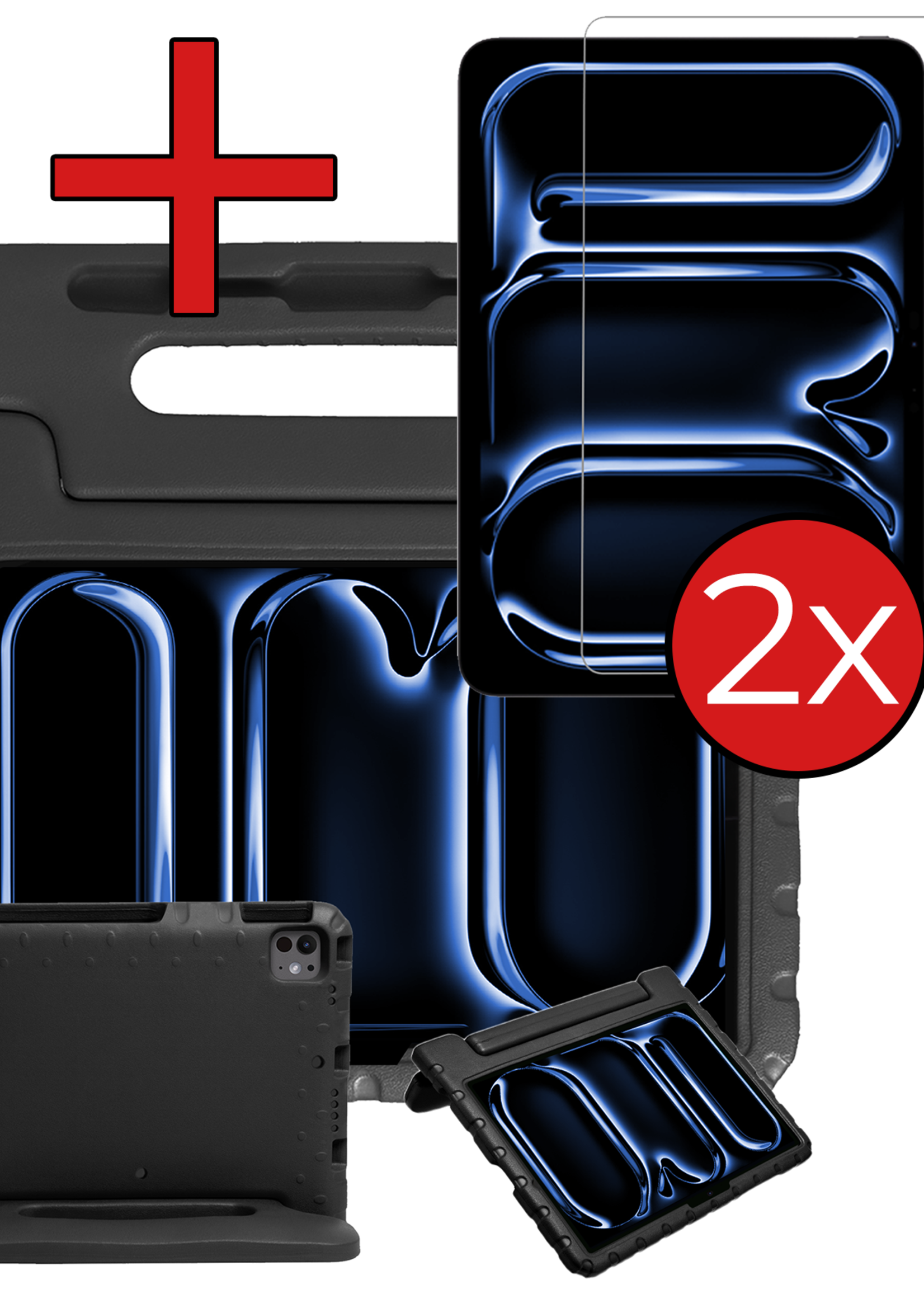 BTH iPad Pro 11 inch 2024 Hoes Kinder Hoesje Kids Case Cover Kids Proof Met 2x Screenprotector - iPad Pro 11 inch 2024 Kinder Hoes - Zwart