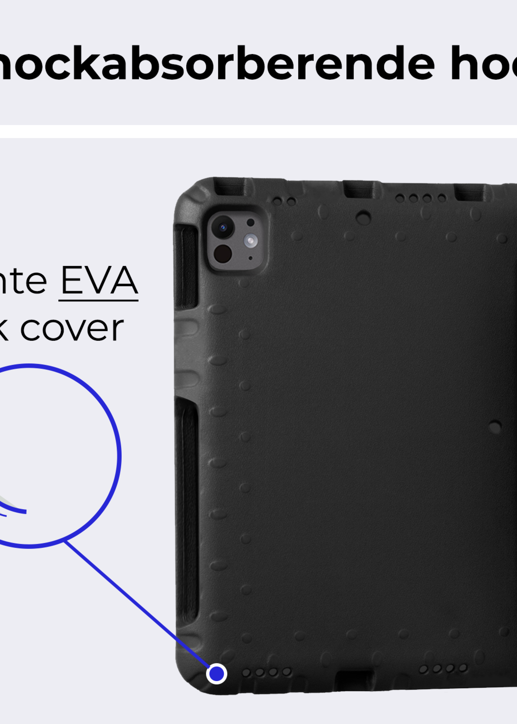 BTH iPad Pro 11 inch 2024 Hoes Kinder Hoesje Kids Case Cover Kids Proof Met 2x Screenprotector - iPad Pro 11 inch 2024 Kinder Hoes - Zwart