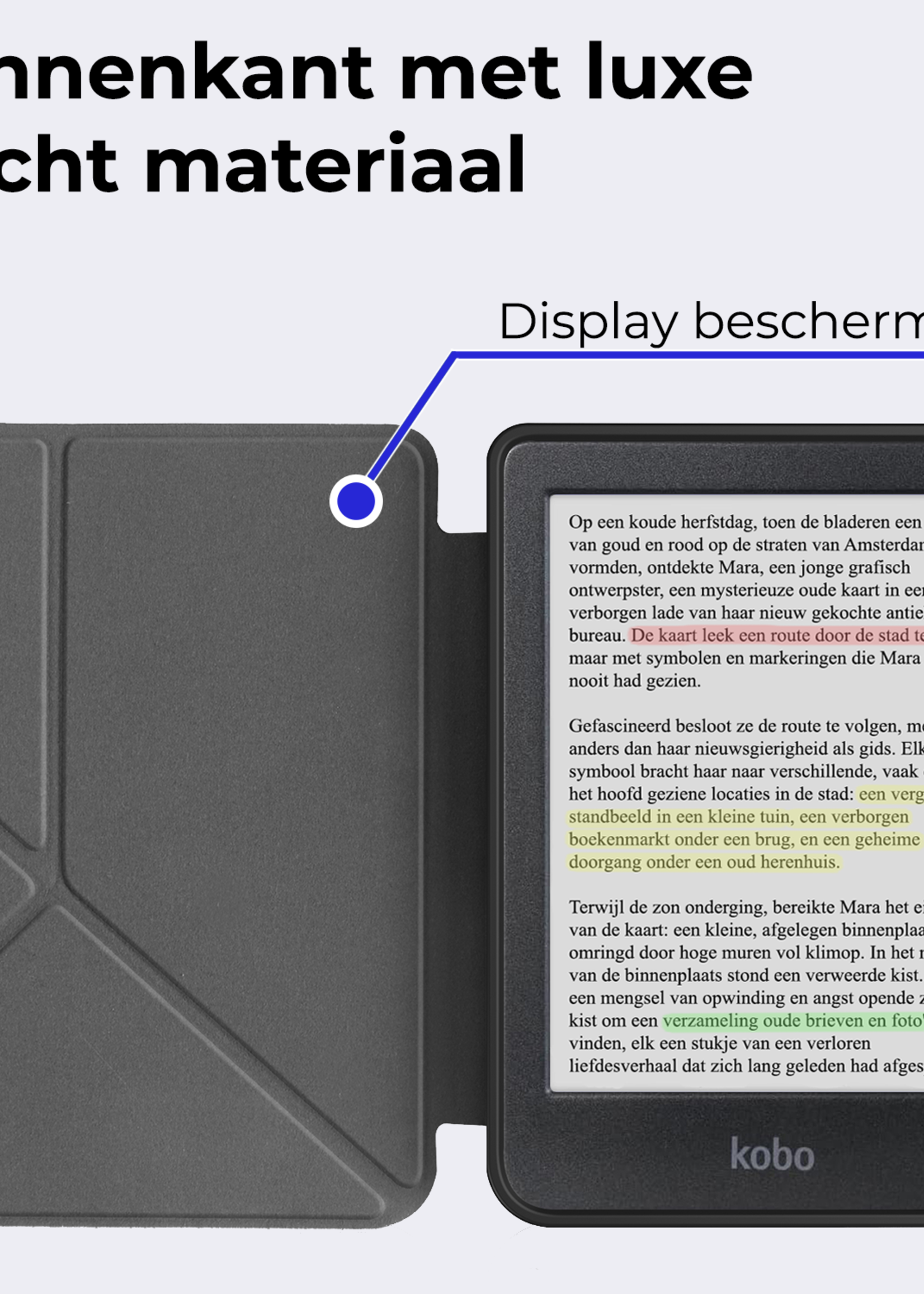 BTH Hoesje Geschikt voor Kobo Clara Colour Hoesje Luxe Bescherm Case - Hoes Geschikt voor Kobo Clara Colour Hoes Book Cover - Donkerblauw