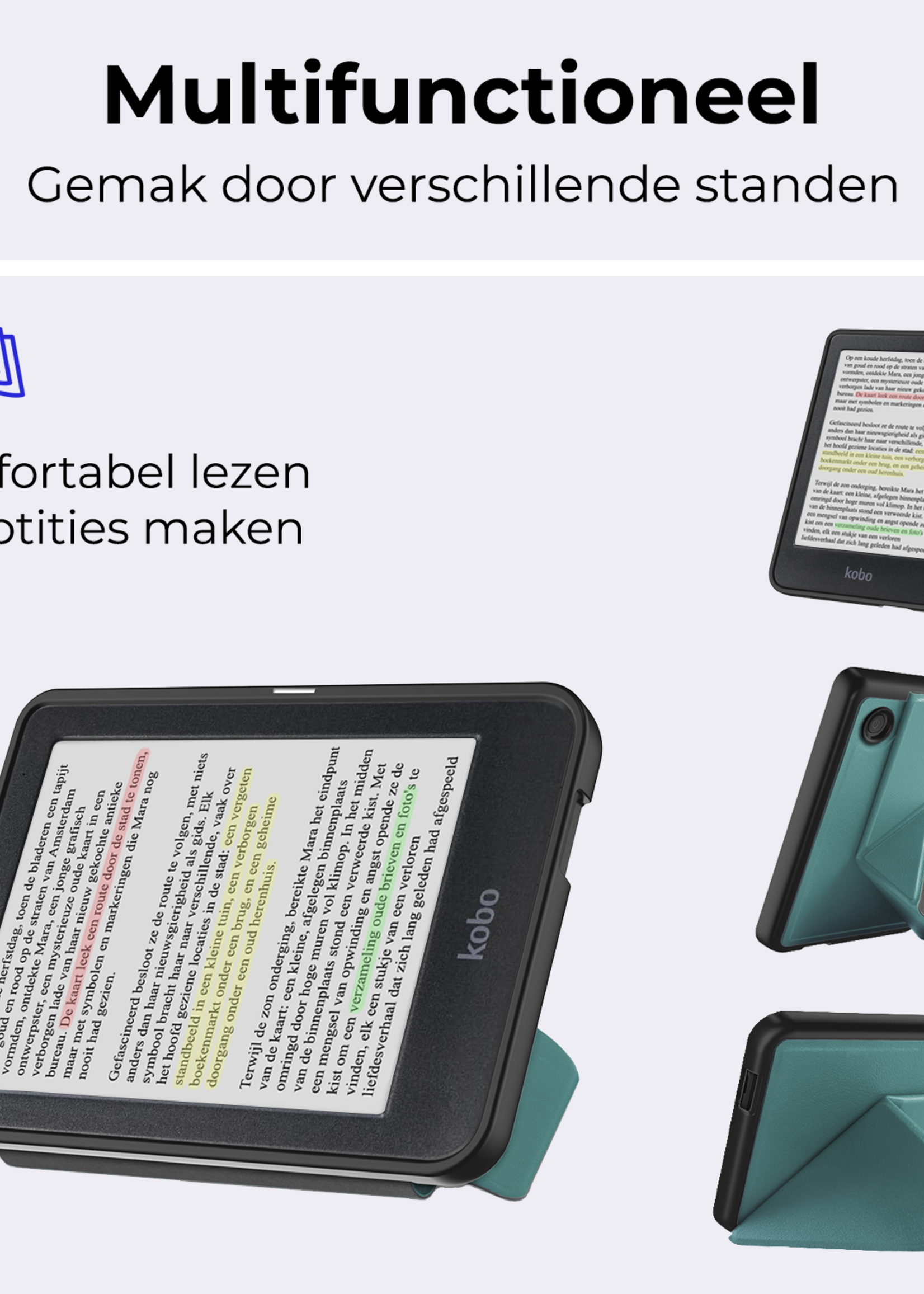 BTH Hoesje Geschikt voor Kobo Clara Colour Hoesje Luxe Bescherm Case - Hoes Geschikt voor Kobo Clara Colour Hoes Book Cover - Donkergroen