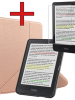 BTH BTH Kobo Clara Colour Hoesje Trifold Met Screenprotector - Rose Goud