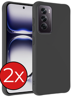 BTH BTH Oppo Reno12 Hoesje Siliconen - Zwart - 2 PACK