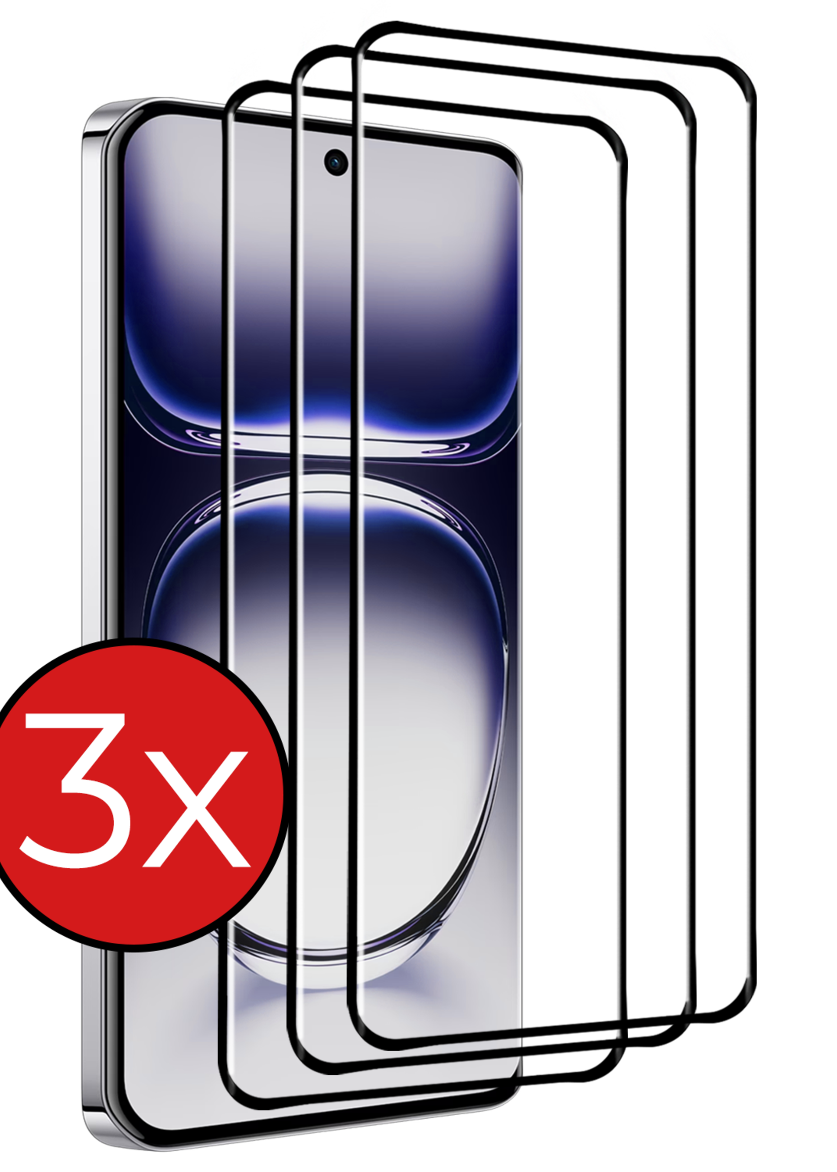 BTH Screenprotector Geschikt voor Oppo Reno12 Screenprotector Beschermglas Full Cover - Screenprotector Geschikt voor Oppo Reno12 Screen Protector Full Cover - 3 Stuks