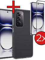 BTH BTH Oppo Reno12 Hoesje Siliconen Met 2x Screenprotector - Transparant