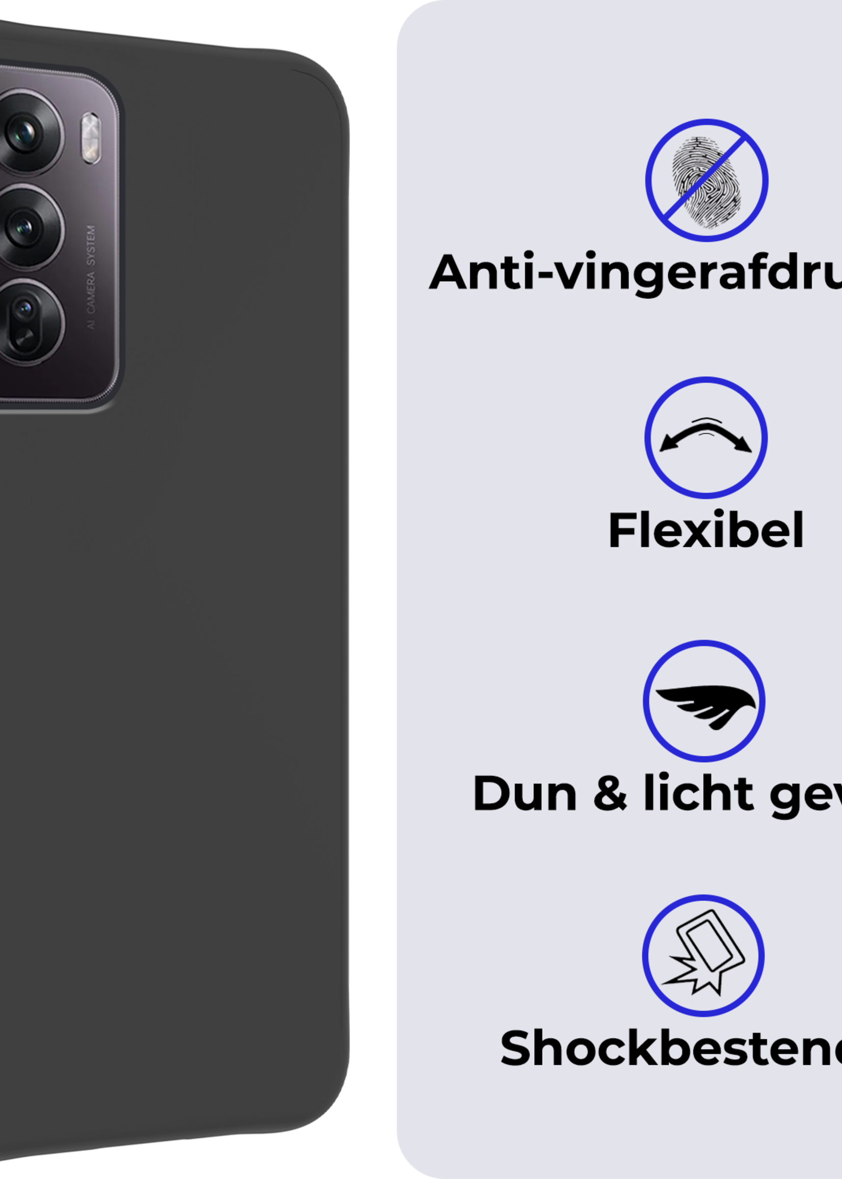 BTH Hoes Geschikt voor Oppo Reno12 Hoesje Siliconen Back Cover Case Met 2x Screenprotector - Hoesje Geschikt voor Oppo Reno12 Hoes Cover Hoesje - Zwart