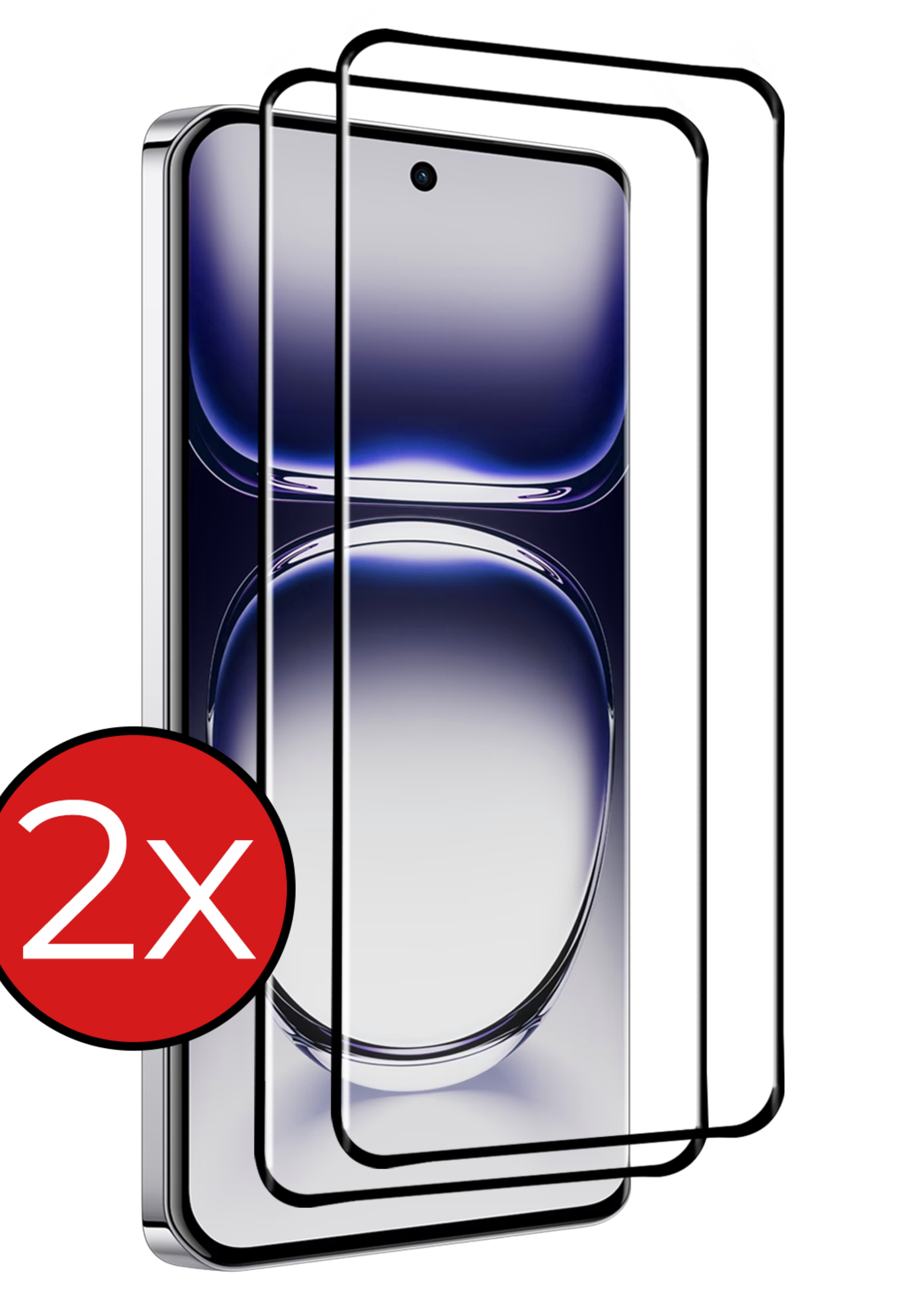 BTH Screenprotector Geschikt voor Oppo Reno12 Pro Screenprotector Beschermglas Full Cover - Screenprotector Geschikt voor Oppo Reno12 Pro Screen Protector Full Cover - 2 Stuks