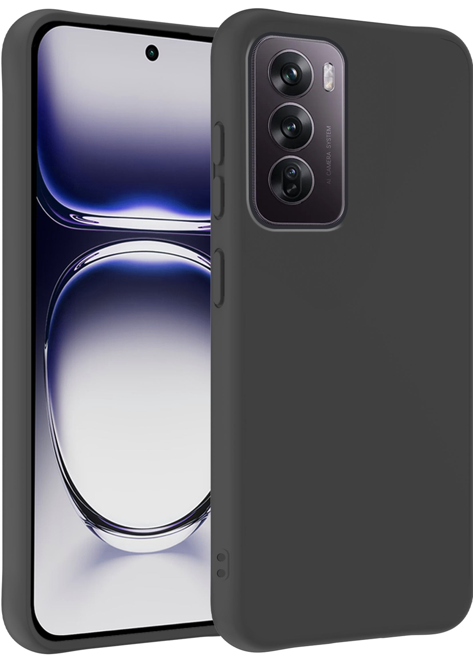 BTH Hoes Geschikt voor Oppo Reno12 Pro Hoesje Siliconen Back Cover Case - Hoesje Geschikt voor Oppo Reno12 Pro Hoes Cover Hoesje - Zwart