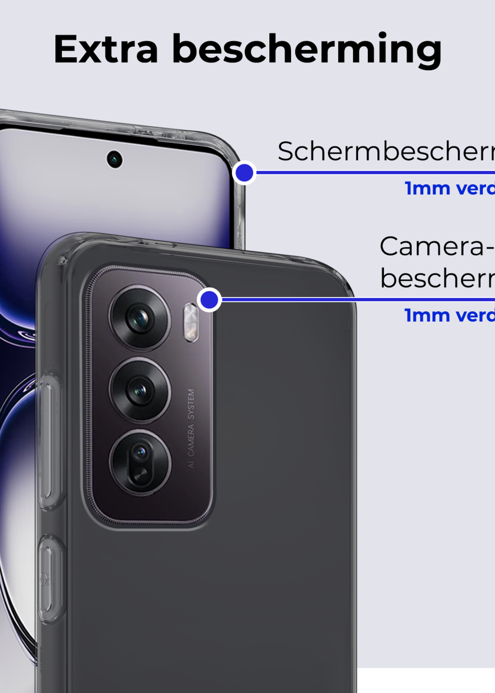 BTH Hoes Geschikt voor Oppo Reno12 Pro Hoesje Siliconen Back Cover Case - Hoesje Geschikt voor Oppo Reno12 Pro Hoes Cover Hoesje - Transparant - 2 Stuks