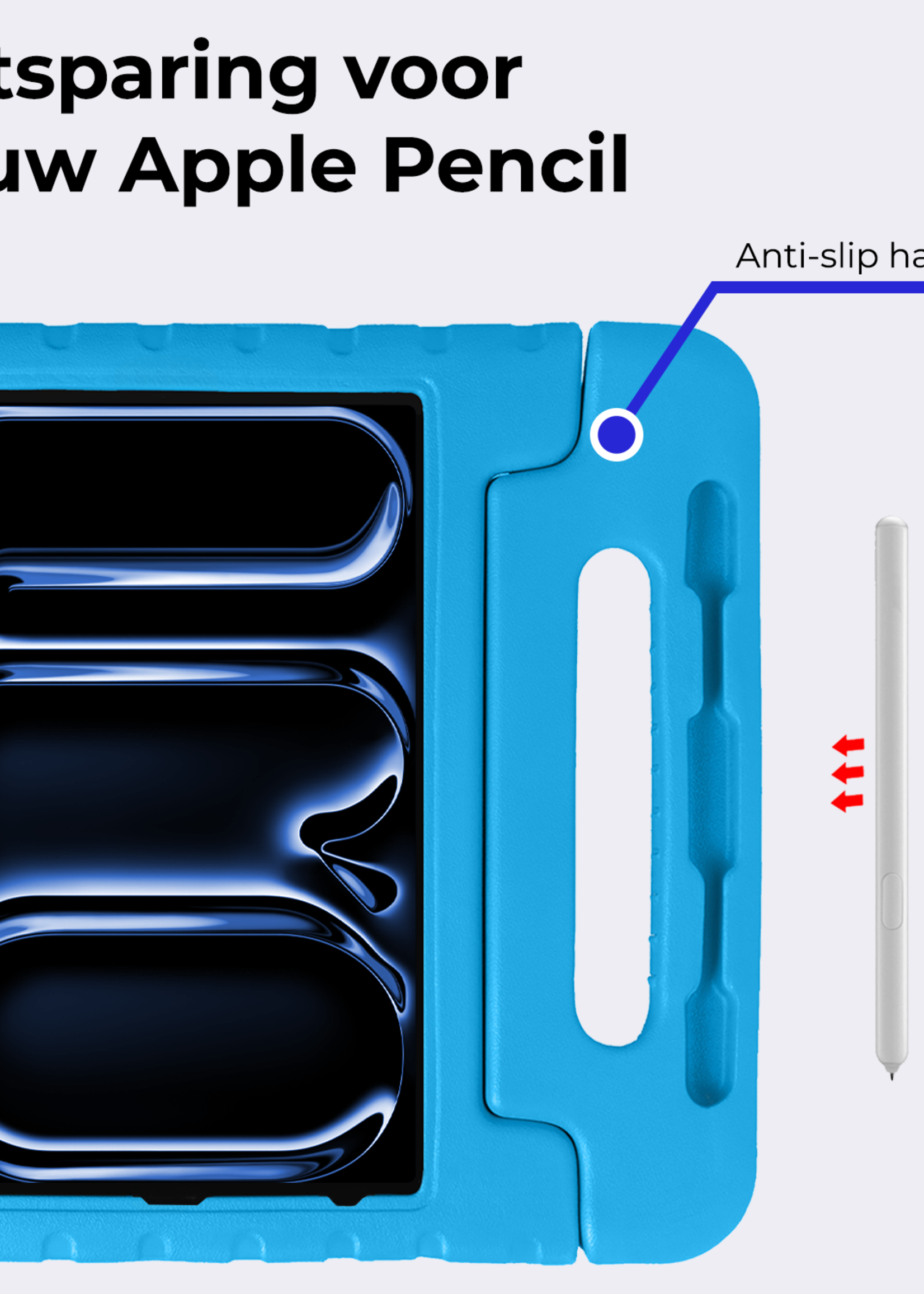 BTH iPad Pro 13 inch 2024 Hoes Kinder Hoesje Kids Case Cover Kids Proof - iPad Pro 13 inch 2024 Kinder Hoes - Licht Blauw