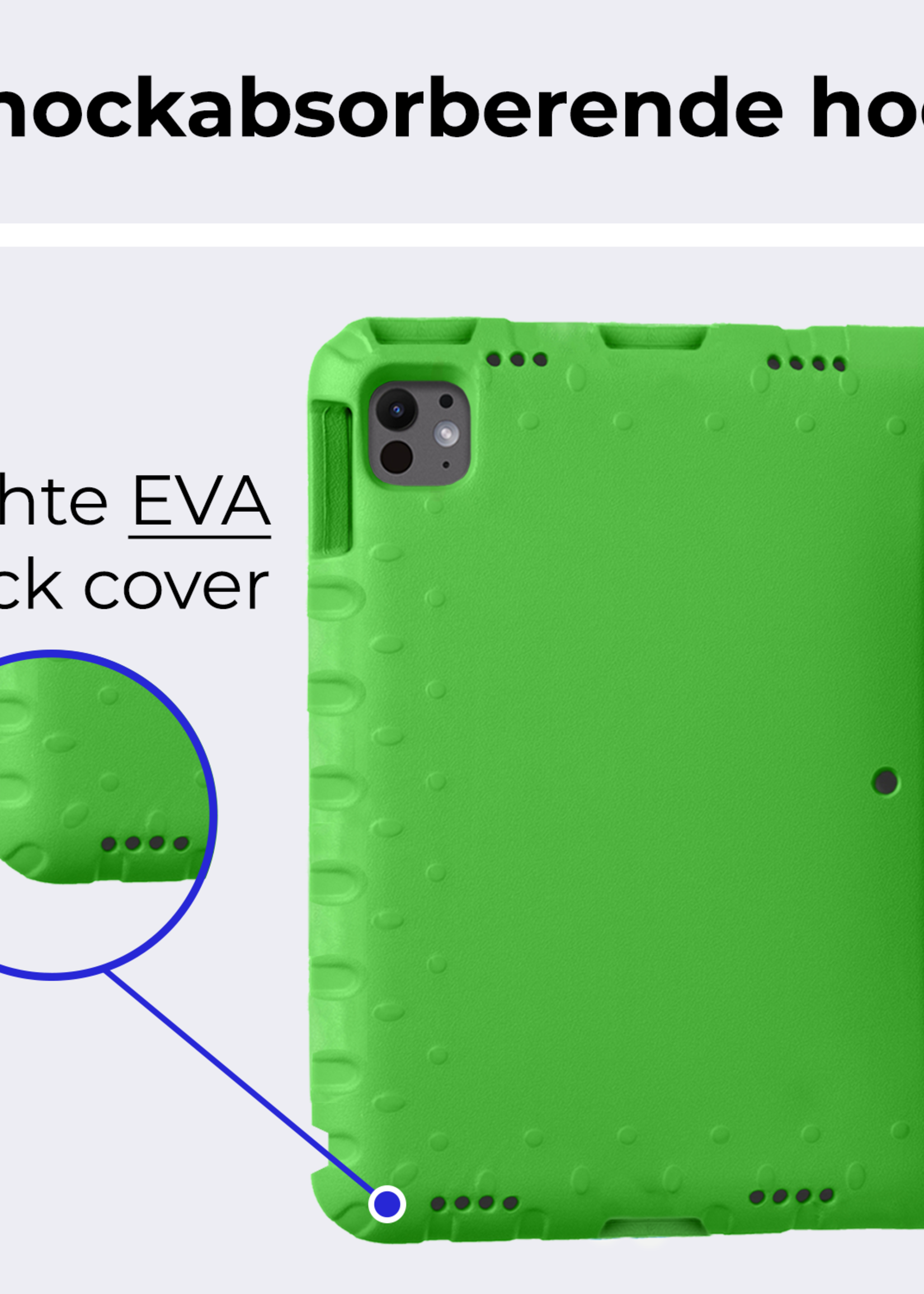 BTH iPad Pro 13 inch 2024 Hoes Kinder Hoesje Kids Case Cover Kids Proof - iPad Pro 13 inch 2024 Kinder Hoes - Groen