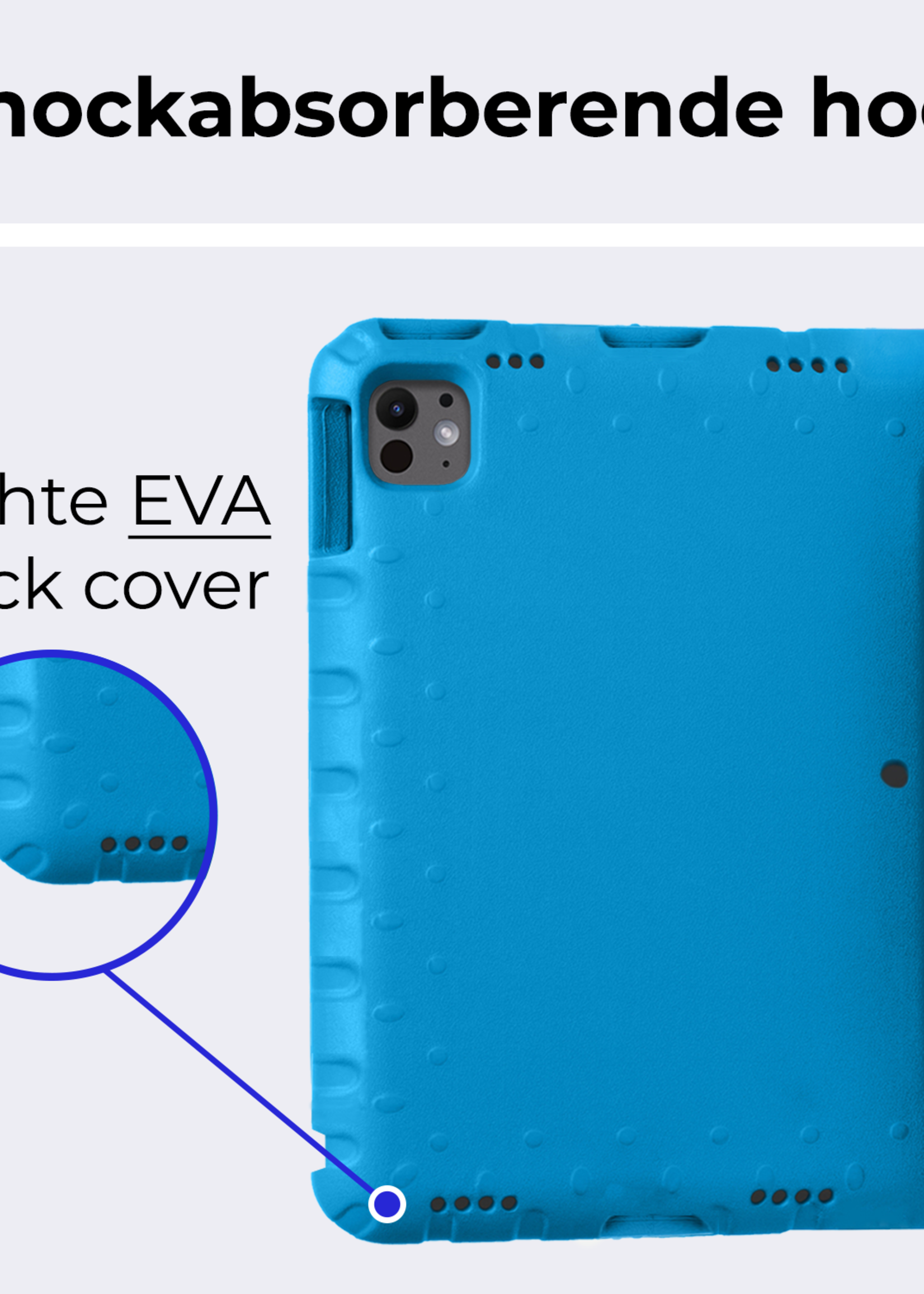 BTH iPad Pro 13 inch 2024 Hoes Kinder Hoesje Kids Case Cover Kids Proof Met 2x Screenprotector - iPad Pro 13 inch 2024 Kinder Hoes - Licht Blauw