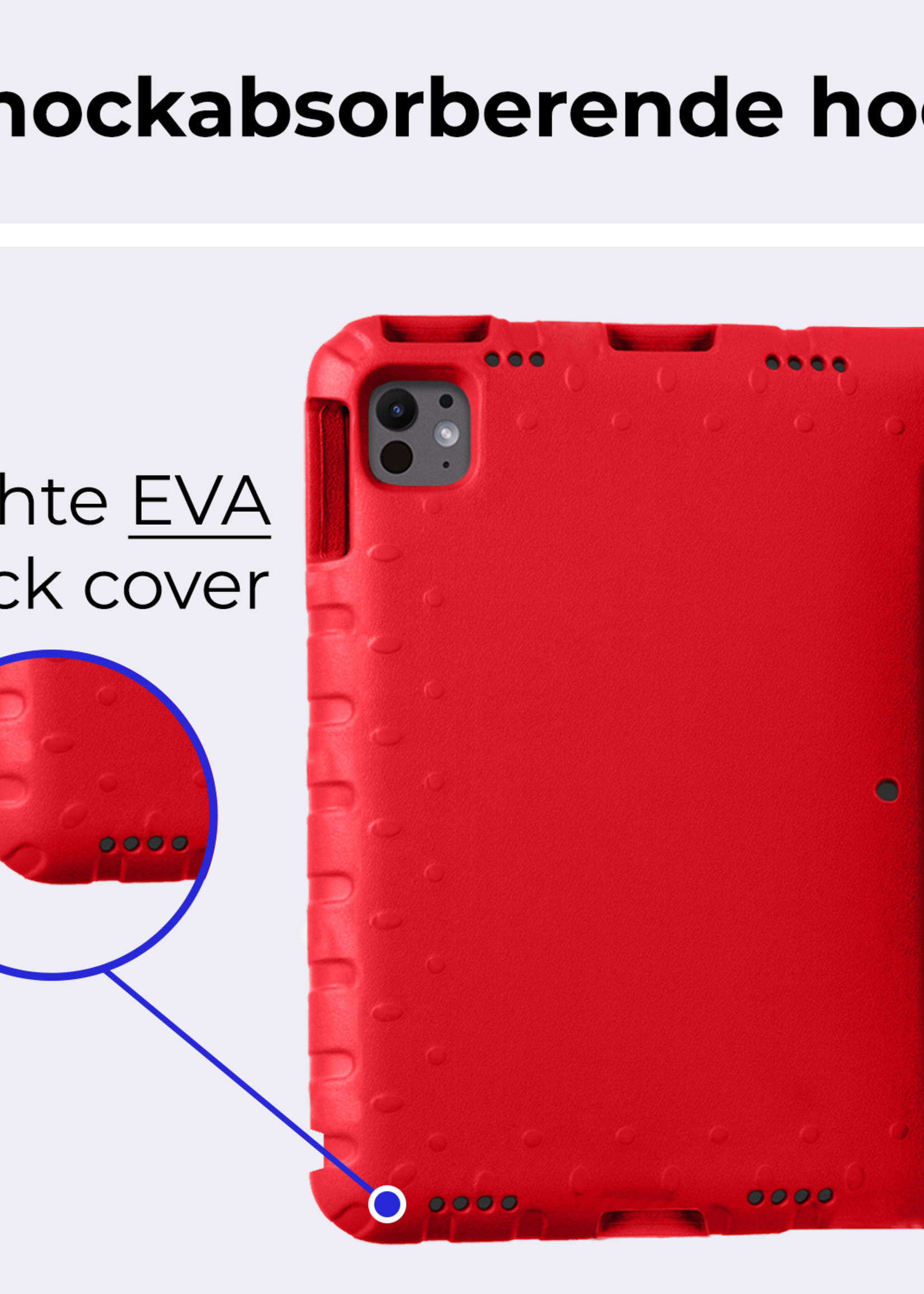 BTH iPad Pro 13 inch 2024 Hoes Kinder Hoesje Kids Case Cover Kids Proof Met 2x Screenprotector - iPad Pro 13 inch 2024 Kinder Hoes - Rood
