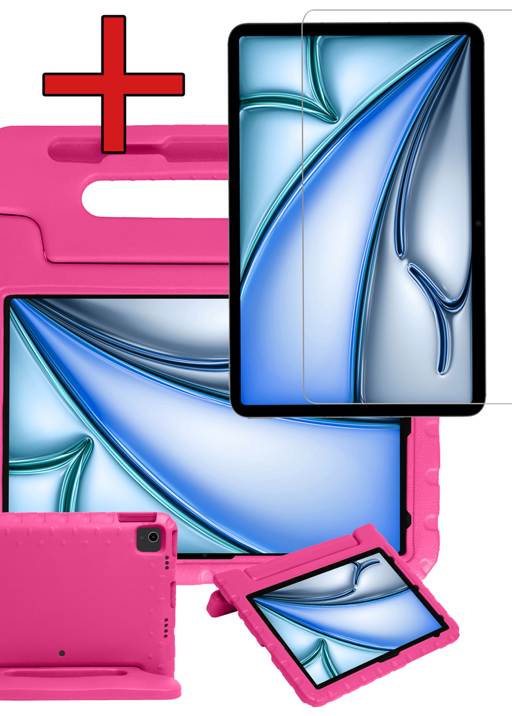 BTH iPad Air 2024 Hoes Kinder Hoesje Kids Case Cover Kids Proof Met Screenprotector - iPad Air 6 (13 inch) Kinder Hoes - Roze