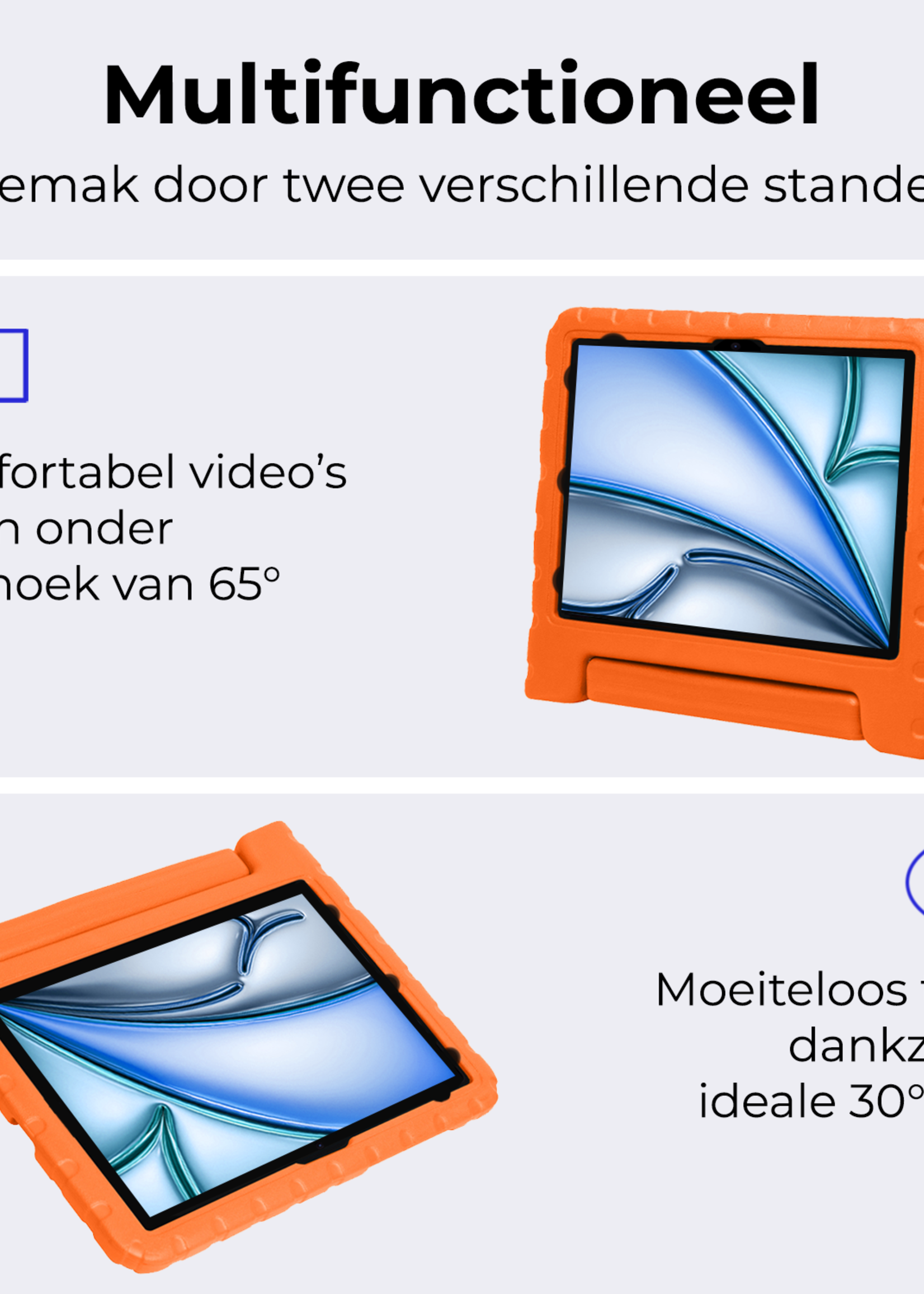 BTH iPad Air 2024 Hoes Kinder Hoesje Kids Case Cover Kids Proof Met 2x Screenprotector - iPad Air 6 (13 inch) Kinder Hoes - Oranje