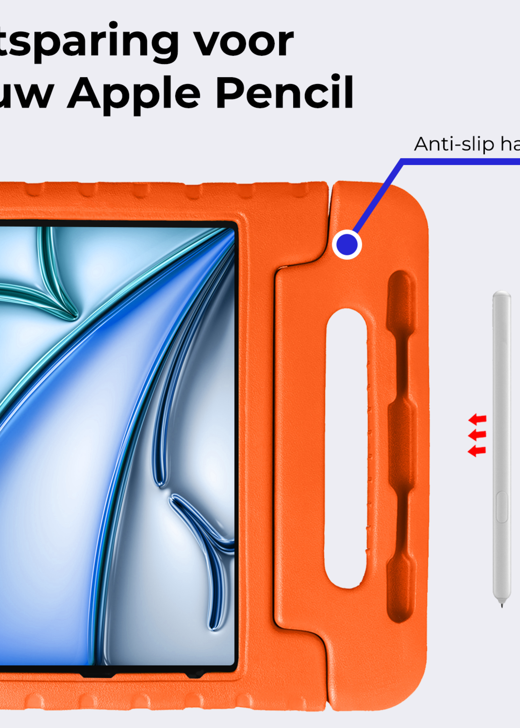 BTH iPad Air 2024 Hoes Kinder Hoesje Kids Case Cover Kids Proof Met 2x Screenprotector - iPad Air 6 (13 inch) Kinder Hoes - Oranje