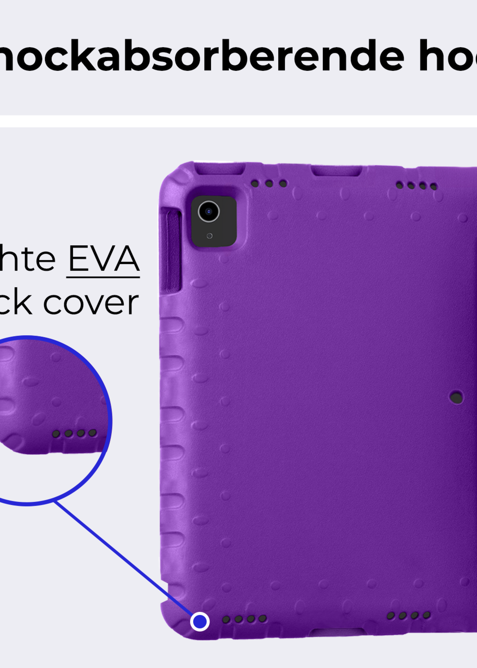 BTH iPad Air 2024 Hoes Kinder Hoesje Kids Case Cover Kids Proof Met 2x Screenprotector - iPad Air 6 (13 inch) Kinder Hoes - Paars