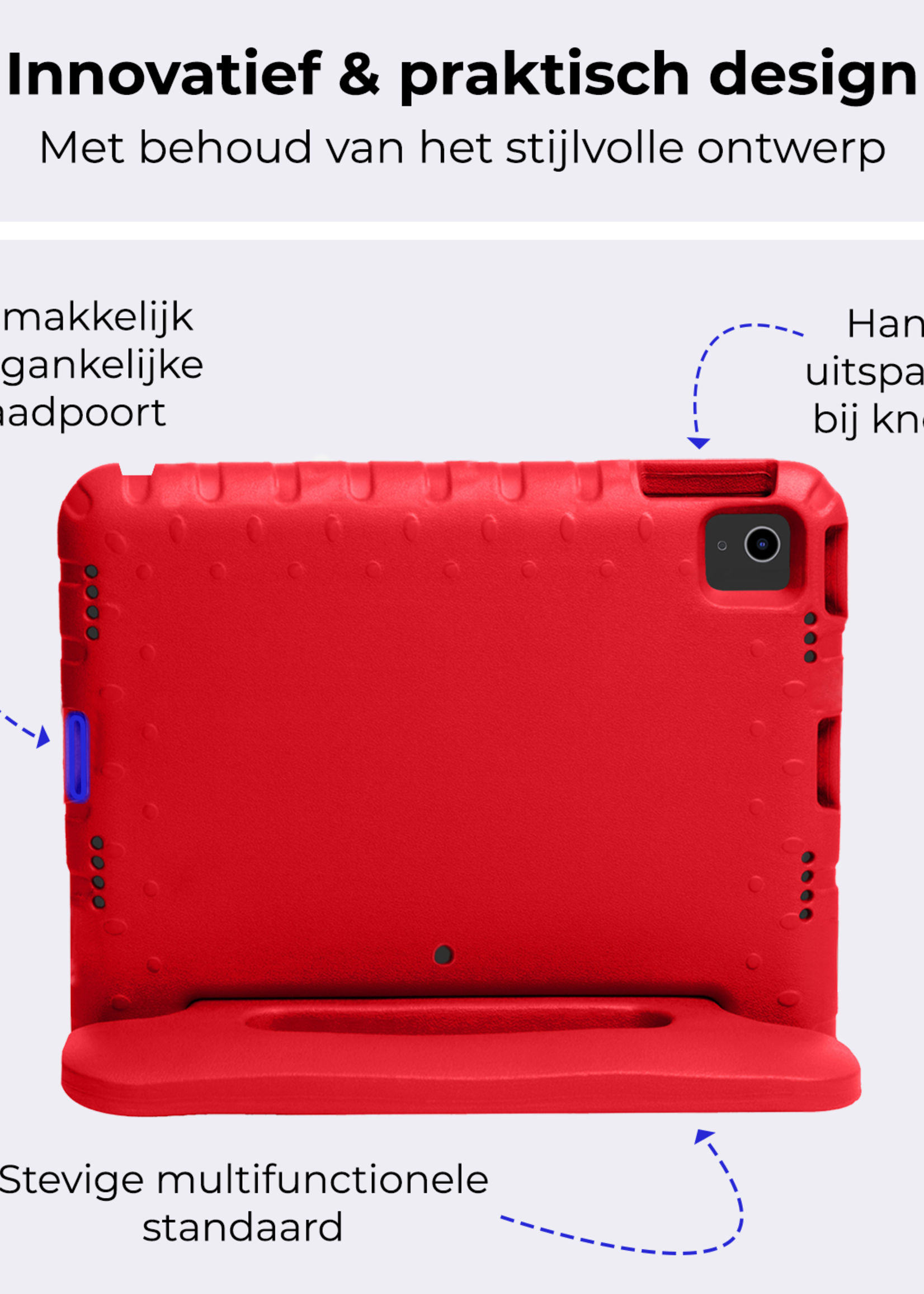 BTH iPad Air 2024 Hoes Kinder Hoesje Kids Case Cover Kids Proof Met 2x Screenprotector - iPad Air 6 (13 inch) Kinder Hoes - Rood