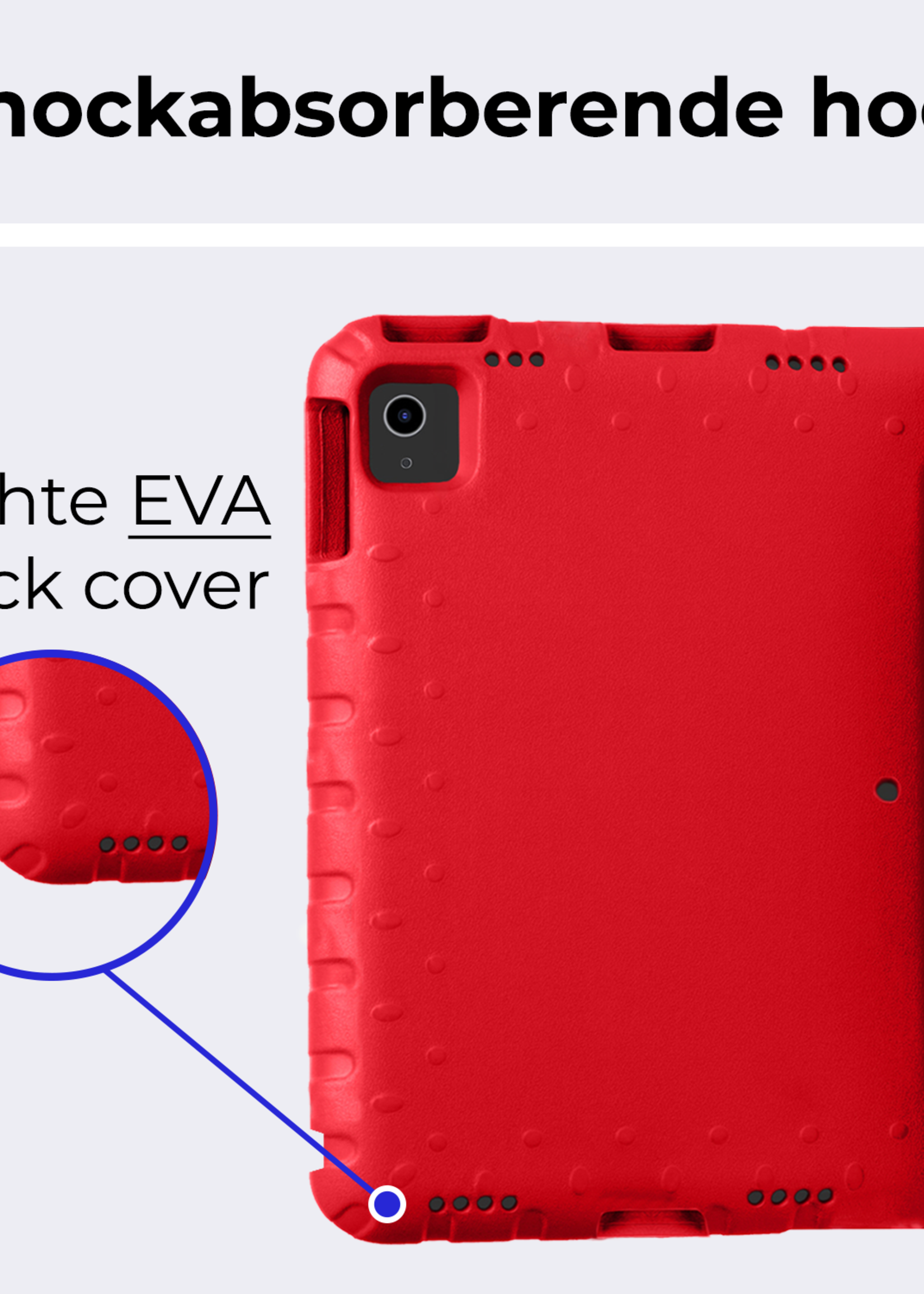 BTH iPad Air 2024 Hoes Kinder Hoesje Kids Case Cover Kids Proof Met 2x Screenprotector - iPad Air 6 (13 inch) Kinder Hoes - Rood