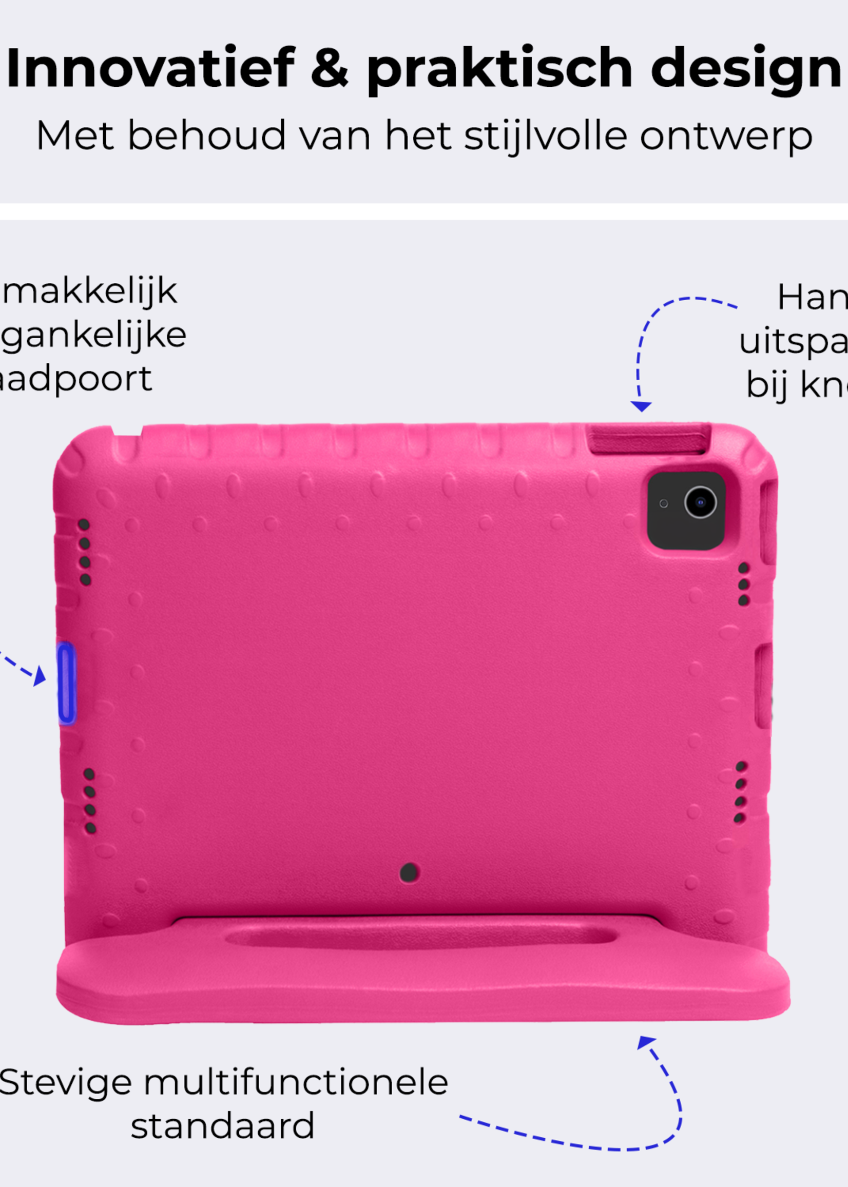 BTH iPad Air 2024 Hoes Kinder Hoesje Kids Case Cover Kids Proof Met 2x Screenprotector - iPad Air 6 (13 inch) Kinder Hoes - Roze