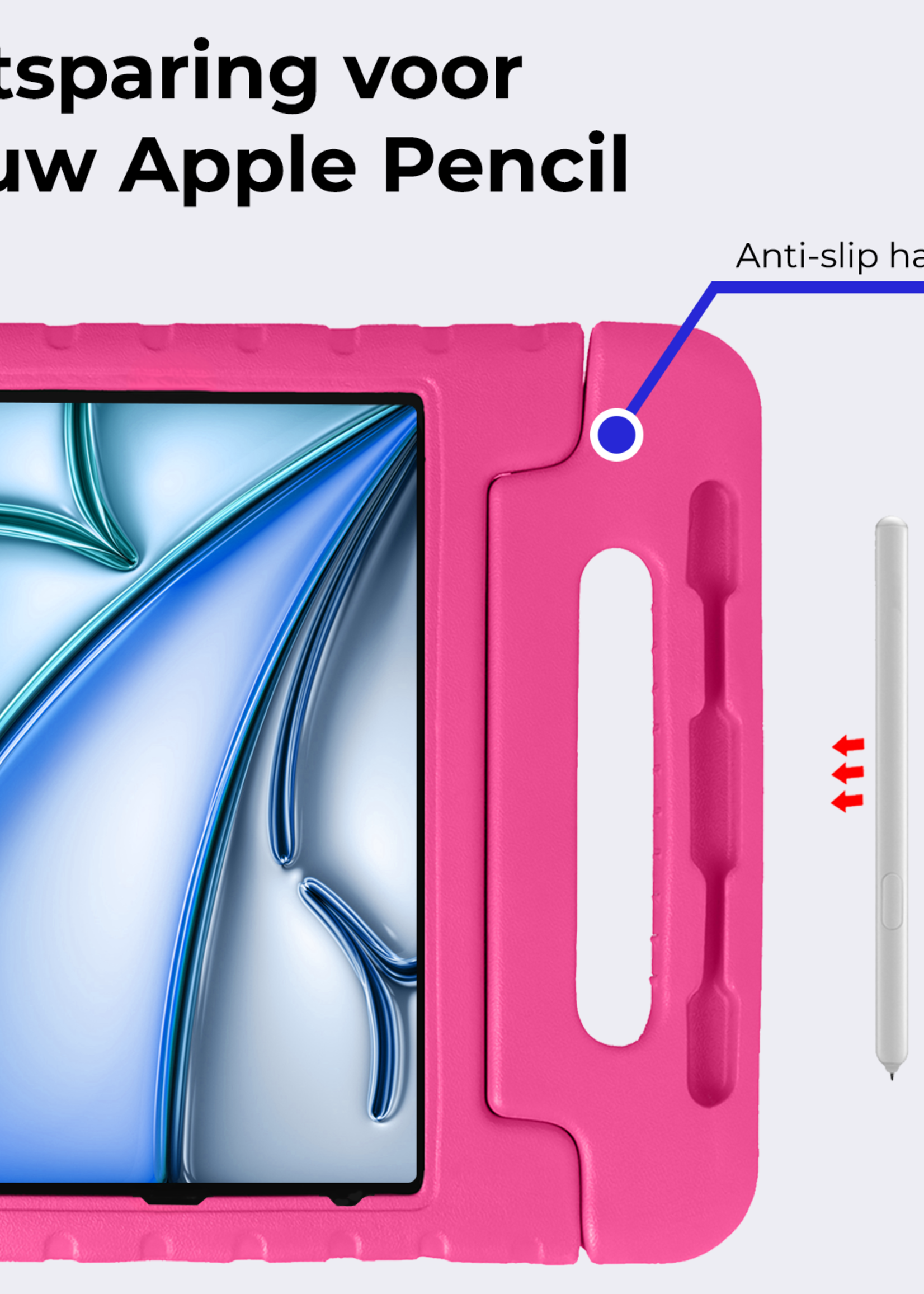 BTH iPad Air 2024 Hoes Kinder Hoesje Kids Case Cover Kids Proof Met 2x Screenprotector - iPad Air 6 (13 inch) Kinder Hoes - Roze