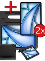 BTH BTH iPad Air 6 (13 inch) Kinderhoes Met 2x Screenprotector - Zwart