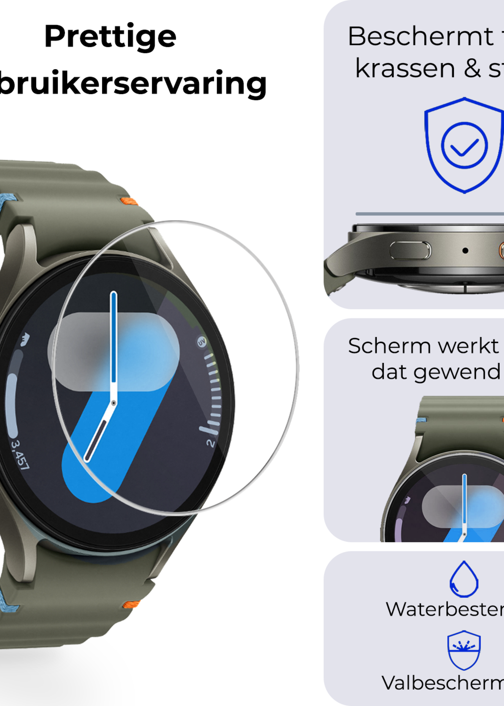 BTH Screenprotector Geschikt voor Samsung Watch 7 44 mm Screenprotector Glas Gehard Screen Cover - Screen Protector Geschikt voor Samsung Galaxy Watch 7 (44 mm) Screenprotector Tempered Glass - 3 PACK
