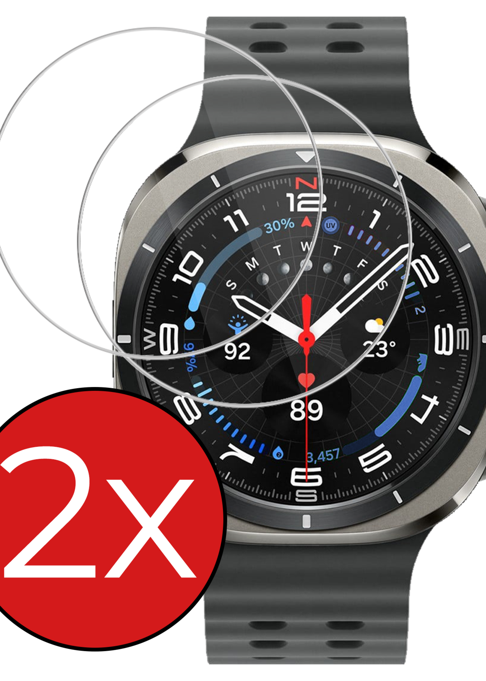 BTH Screenprotector Geschikt voor Samsung Watch 7 Ultra 47 mm Screenprotector Glas Gehard Screen Cover - Screen Protector Geschikt voor Samsung Galaxy Watch 7 Ultra (47 mm) Screenprotector Tempered Glass - 2 PACK