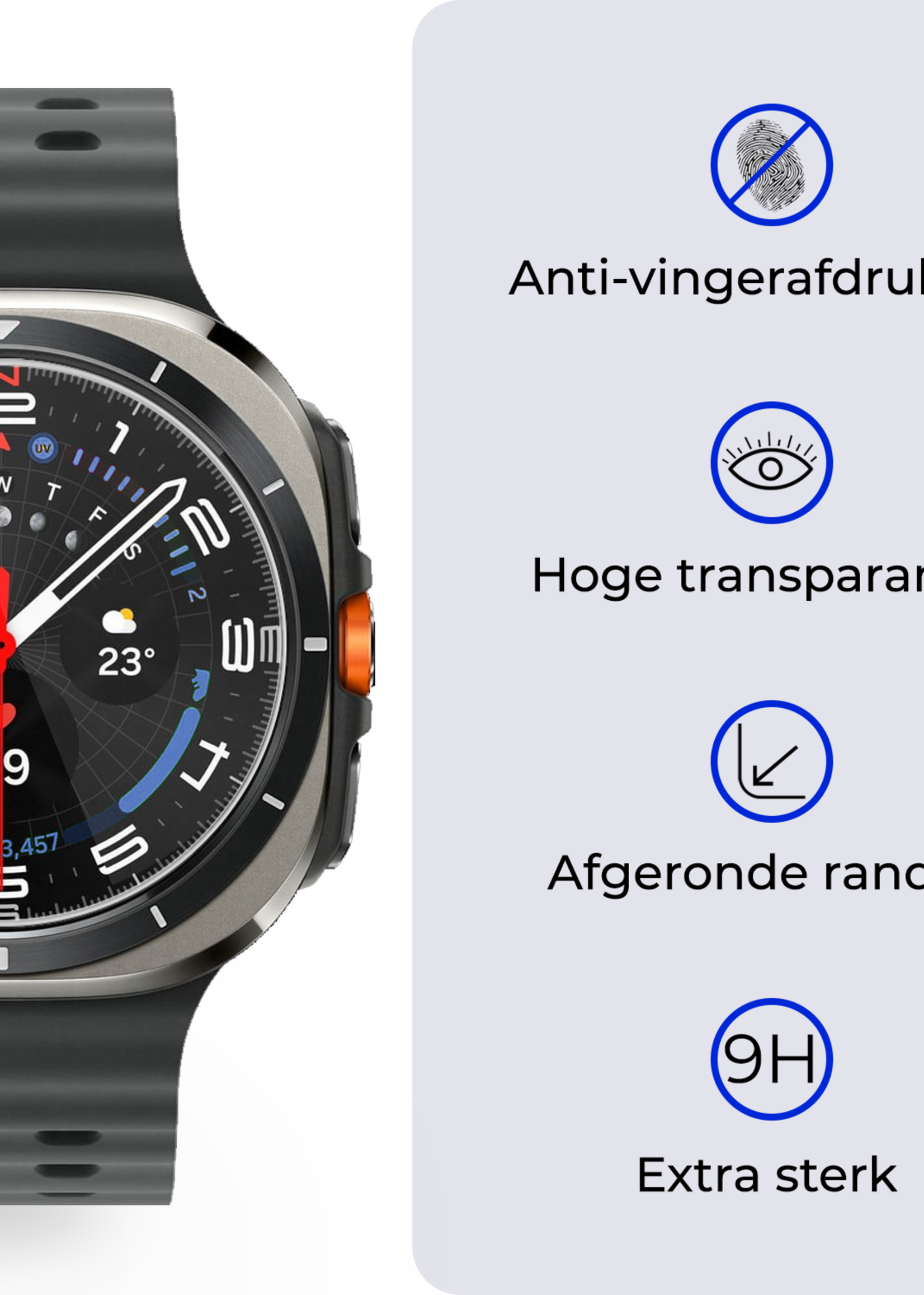 BTH Screenprotector Geschikt voor Samsung Watch 7 Ultra 47 mm Screenprotector Glas Gehard Screen Cover - Screen Protector Geschikt voor Samsung Galaxy Watch 7 Ultra (47 mm) Screenprotector Tempered Glass - 3 PACK