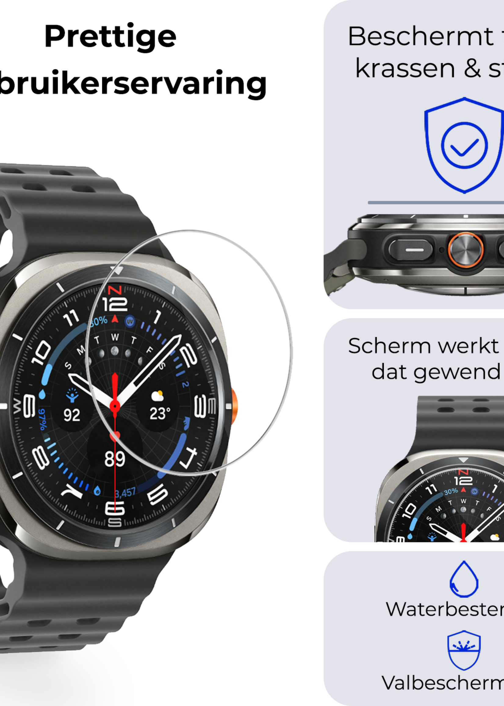 BTH Screenprotector Geschikt voor Samsung Watch 7 Ultra 47 mm Screenprotector Glas Gehard Screen Cover - Screen Protector Geschikt voor Samsung Galaxy Watch 7 Ultra (47 mm) Screenprotector Tempered Glass - 3 PACK