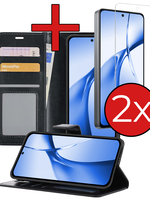 BTH BTH OnePlus Nord CE4 Hoesje Bookcase Met 2x Screenprotector - Zwart