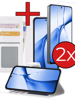 BTH BTH OnePlus Nord CE4 Hoesje Bookcase Met 2x Screenprotector - Wit