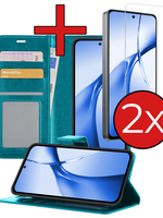 BTH BTH OnePlus Nord CE4 Hoesje Bookcase Met 2x Screenprotector - Turquoise