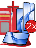 BTH BTH OnePlus Nord CE4 Hoesje Bookcase Met 2x Screenprotector - Rood
