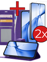 BTH BTH OnePlus Nord CE4 Hoesje Bookcase Met 2x Screenprotector - Paars
