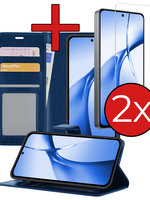 BTH BTH OnePlus Nord CE4 Hoesje Bookcase Met 2x Screenprotector - Donkerblauw