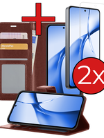 BTH BTH OnePlus Nord CE4 Hoesje Bookcase Met 2x Screenprotector - Bruin