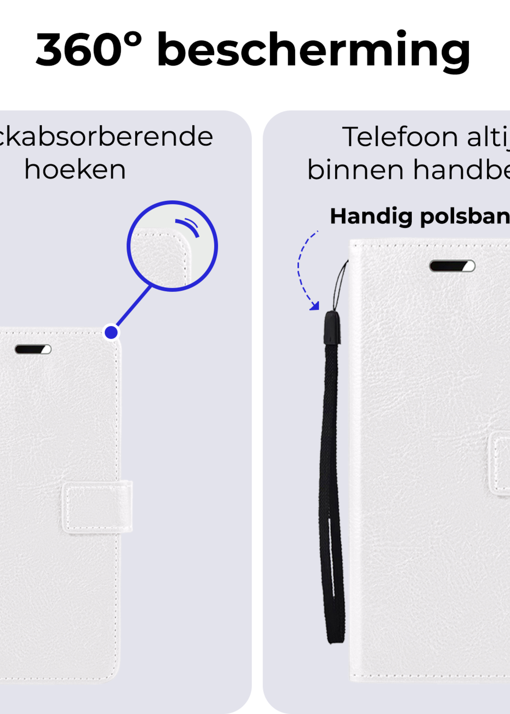 BTH Hoesje Geschikt voor OnePlus Nord CE4 Hoesje Book Case Hoes Portemonnee Cover Walletcase Met Screenprotector - Hoes Geschikt voor OnePlus Nord CE4 Hoes Bookcase Hoesje - Wit