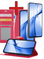 BTH BTH OnePlus Nord CE4 Hoesje Bookcase Met Screenprotector - Donkerroze