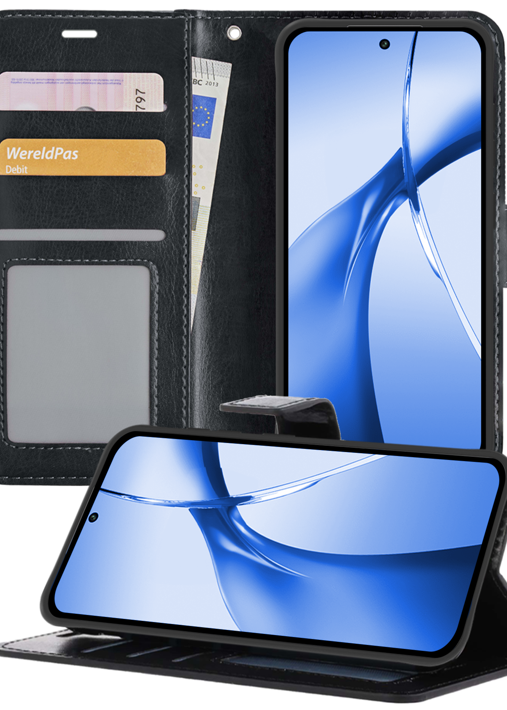 BTH Hoesje Geschikt voor OnePlus Nord CE4 Hoesje Book Case Hoes Portemonnee Cover Walletcase - Hoes Geschikt voor OnePlus Nord CE4 Hoes Bookcase Hoesje - Zwart
