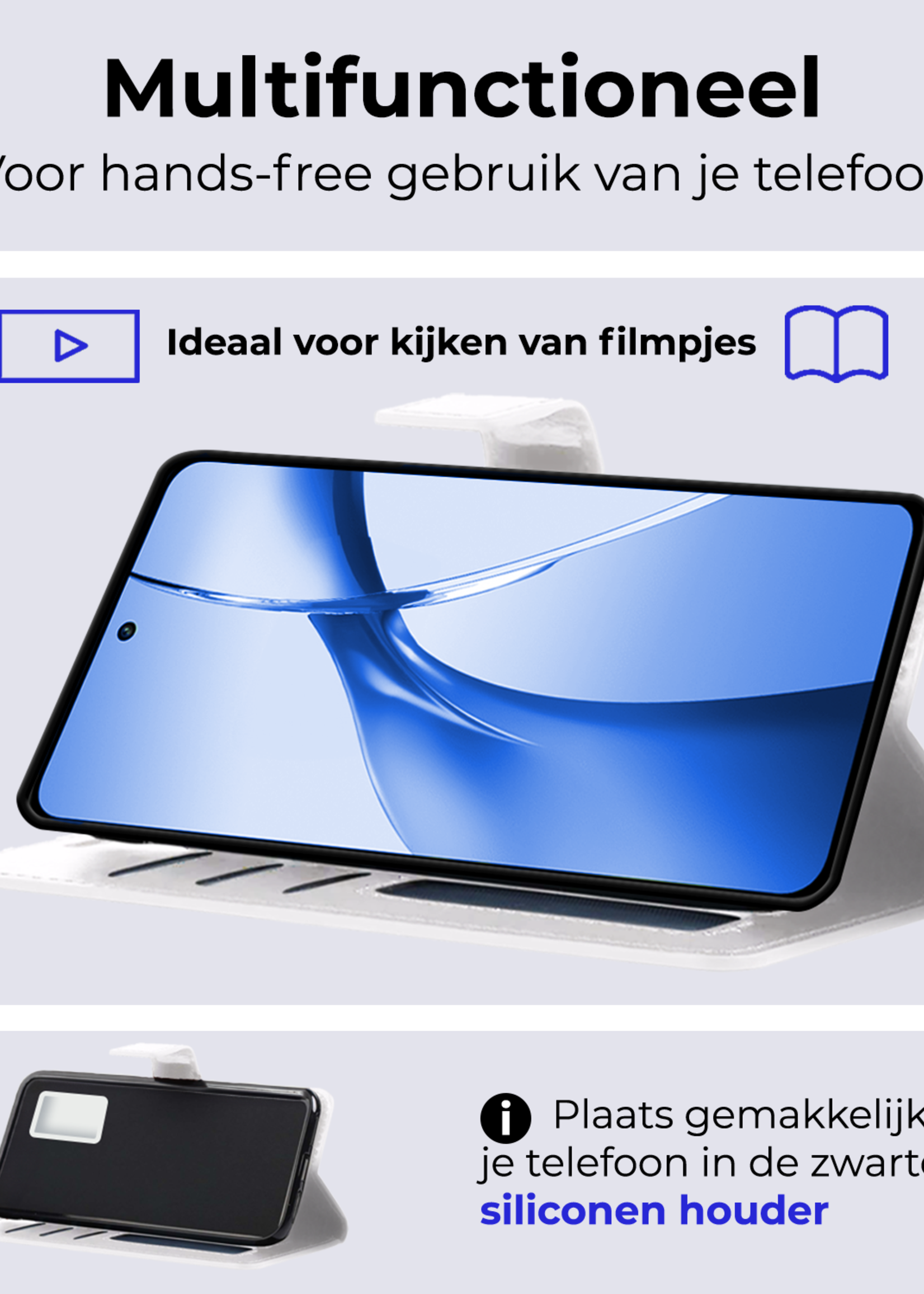 BTH Hoesje Geschikt voor OnePlus Nord CE4 Hoesje Book Case Hoes Portemonnee Cover Walletcase - Hoes Geschikt voor OnePlus Nord CE4 Hoes Bookcase Hoesje - Wit