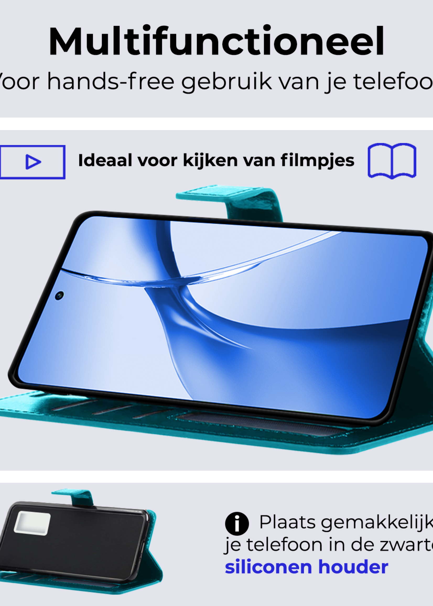 BTH Hoesje Geschikt voor OnePlus Nord CE4 Hoesje Book Case Hoes Portemonnee Cover Walletcase - Hoes Geschikt voor OnePlus Nord CE4 Hoes Bookcase Hoesje - Turquoise