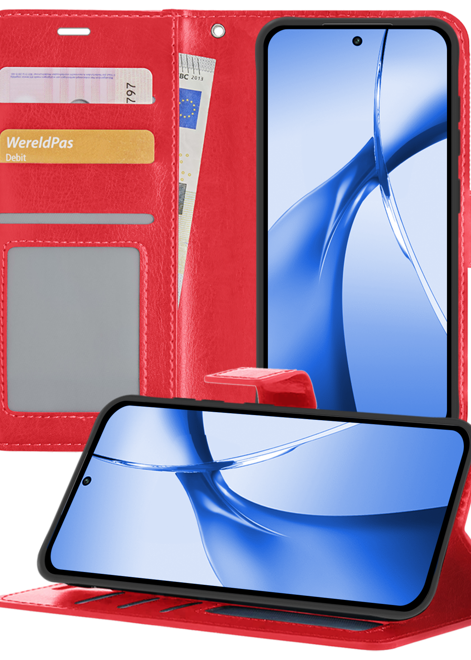 BTH Hoesje Geschikt voor OnePlus Nord CE4 Hoesje Book Case Hoes Portemonnee Cover Walletcase - Hoes Geschikt voor OnePlus Nord CE4 Hoes Bookcase Hoesje - Rood