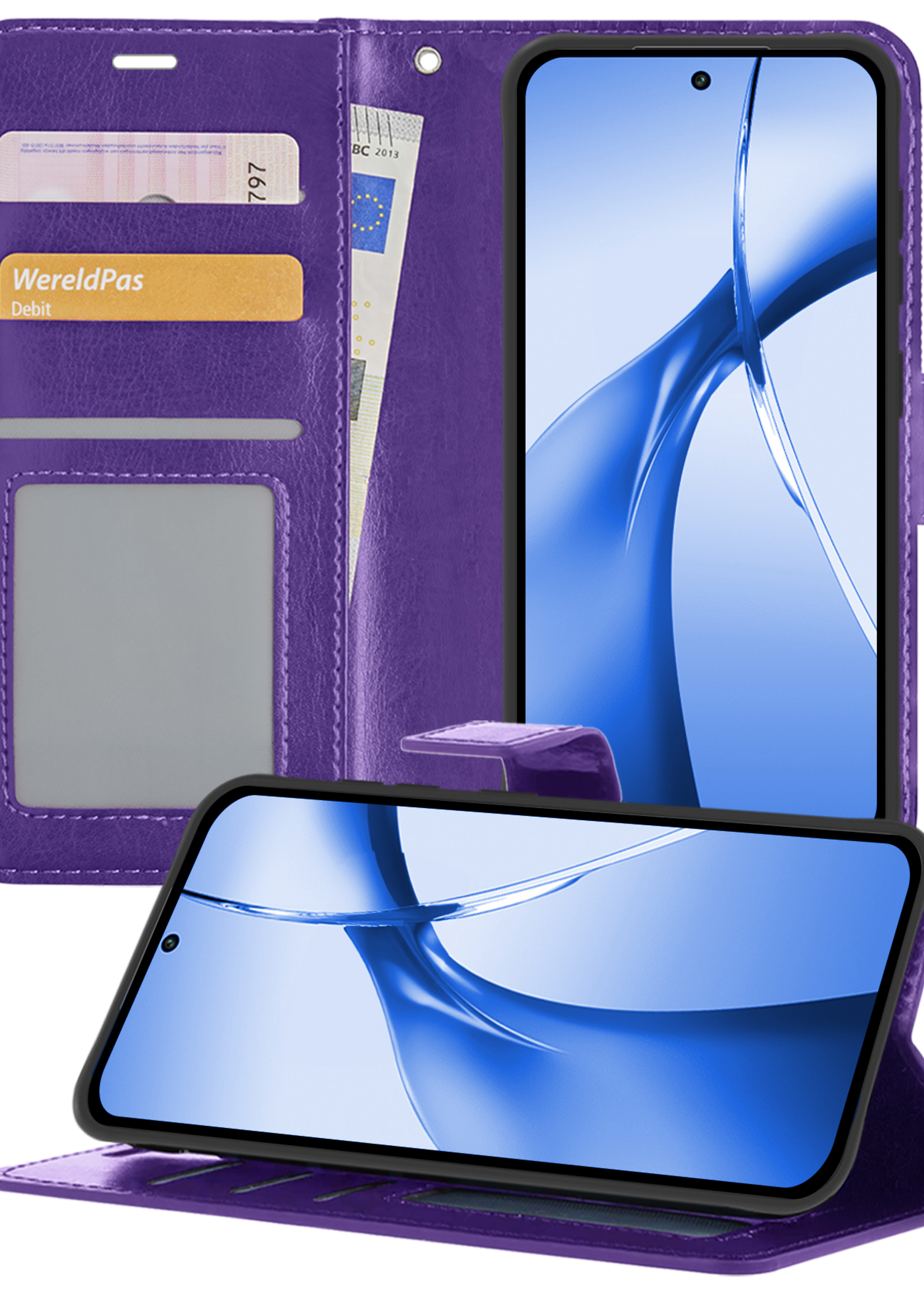 BTH Hoesje Geschikt voor OnePlus Nord CE4 Hoesje Book Case Hoes Portemonnee Cover Walletcase - Hoes Geschikt voor OnePlus Nord CE4 Hoes Bookcase Hoesje - Paars