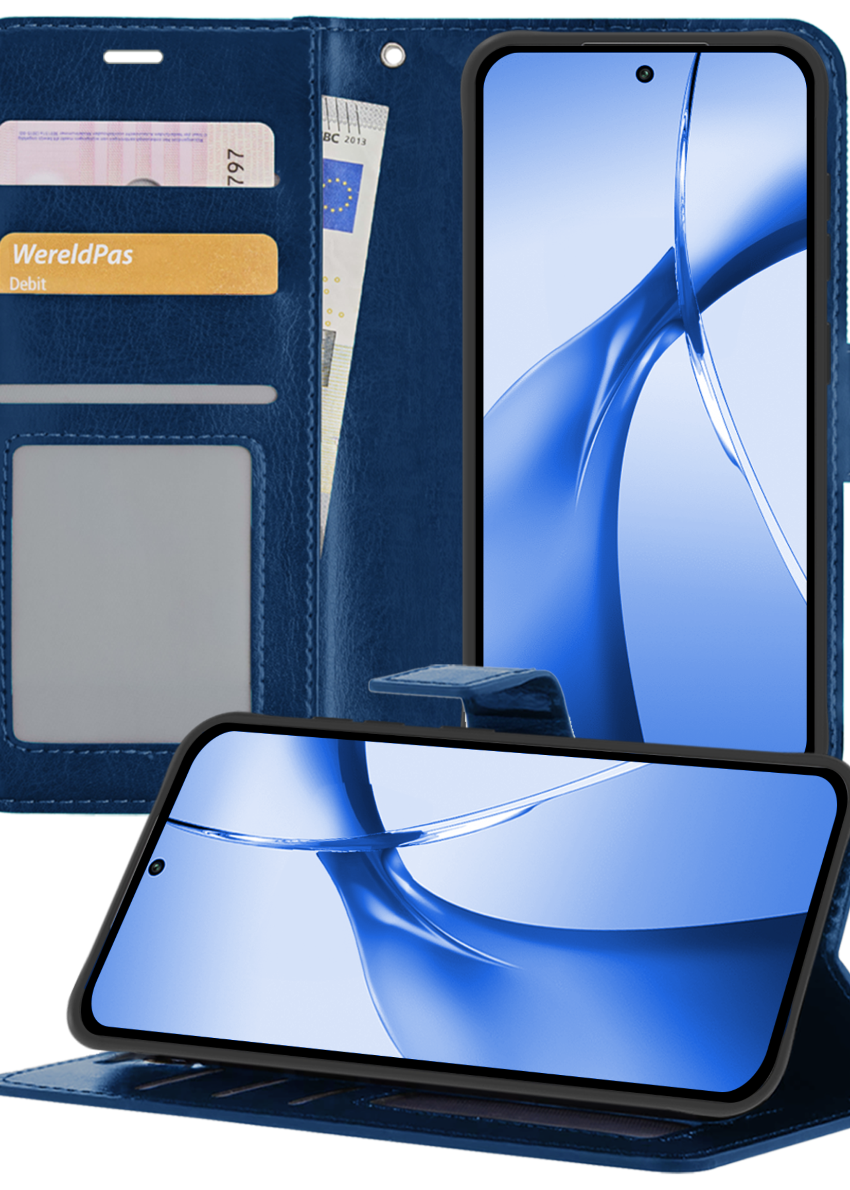 BTH Hoesje Geschikt voor OnePlus Nord CE4 Hoesje Book Case Hoes Portemonnee Cover Walletcase - Hoes Geschikt voor OnePlus Nord CE4 Hoes Bookcase Hoesje - Donkerblauw