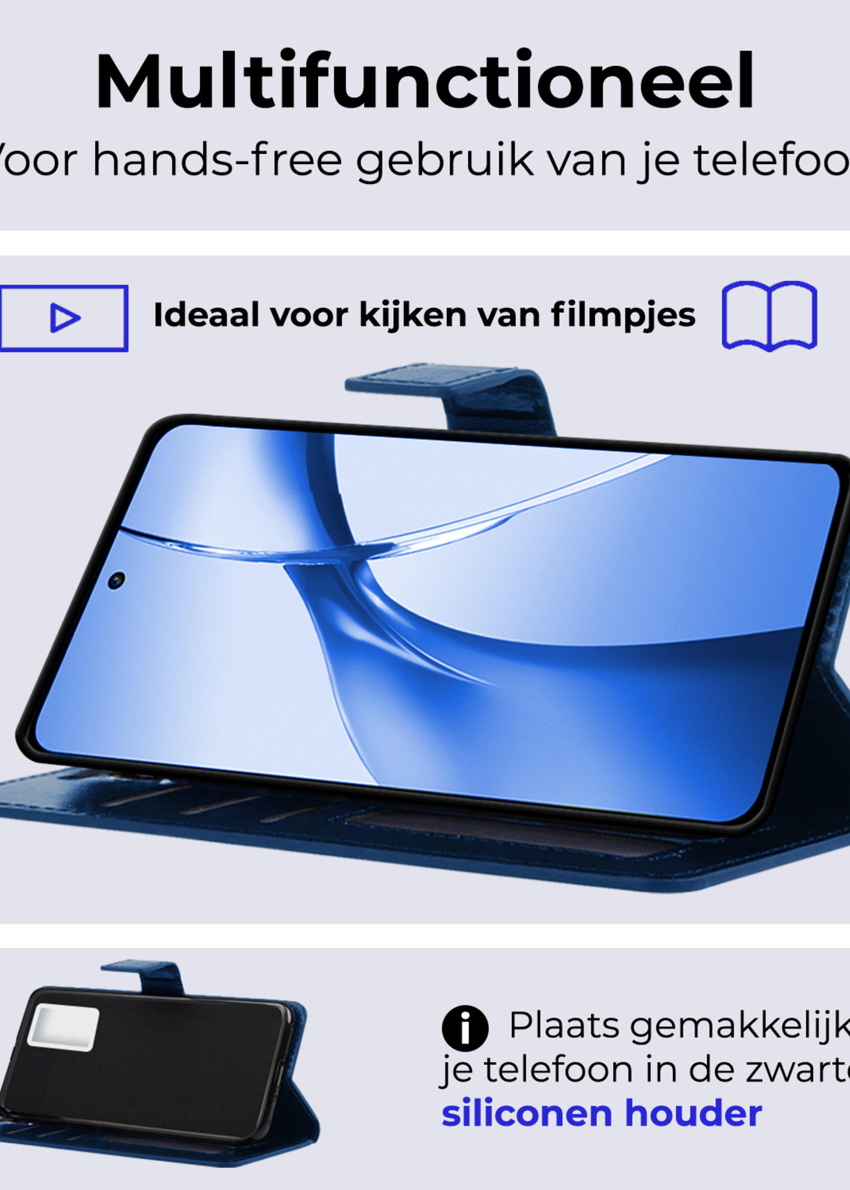 BTH Hoesje Geschikt voor OnePlus Nord CE4 Hoesje Book Case Hoes Portemonnee Cover Walletcase - Hoes Geschikt voor OnePlus Nord CE4 Hoes Bookcase Hoesje - Donkerblauw
