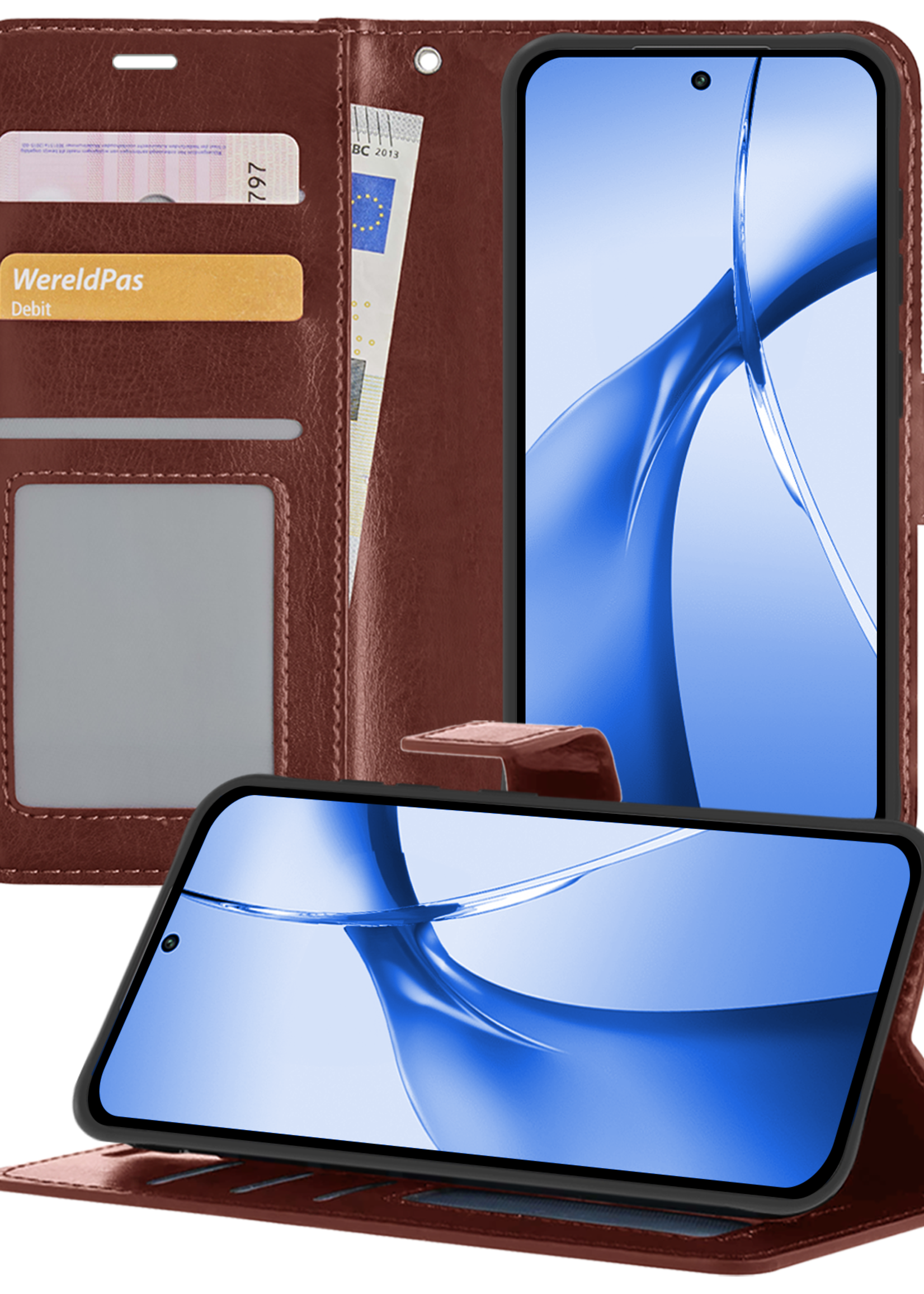 BTH Hoesje Geschikt voor OnePlus Nord CE4 Hoesje Book Case Hoes Portemonnee Cover Walletcase - Hoes Geschikt voor OnePlus Nord CE4 Hoes Bookcase Hoesje - Bruin