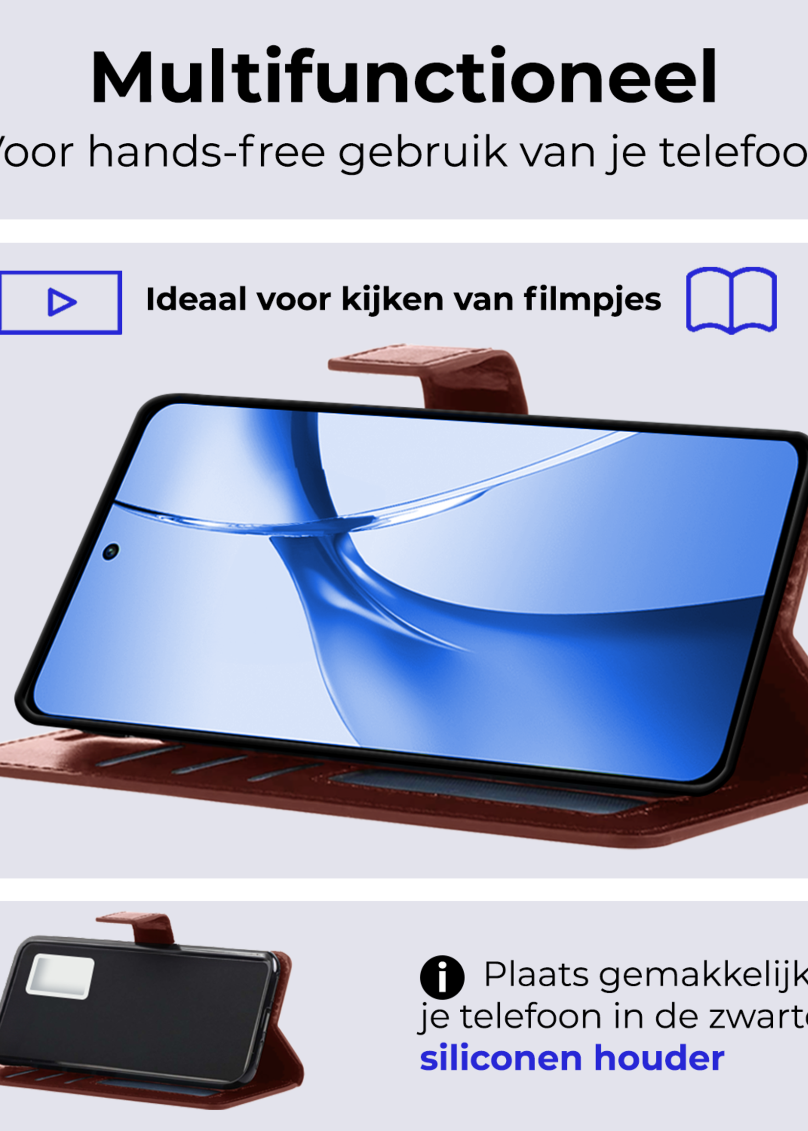 BTH Hoesje Geschikt voor OnePlus Nord CE4 Hoesje Book Case Hoes Portemonnee Cover Walletcase - Hoes Geschikt voor OnePlus Nord CE4 Hoes Bookcase Hoesje - Bruin